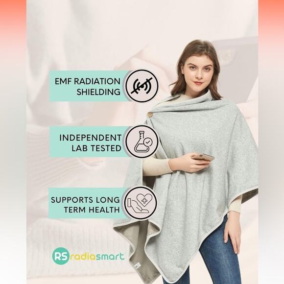 Radia Smart EMF Poncho Blanket, 5G, Wearable Blanket, RF Shield WiFi Blocker - Picture 3 of 9